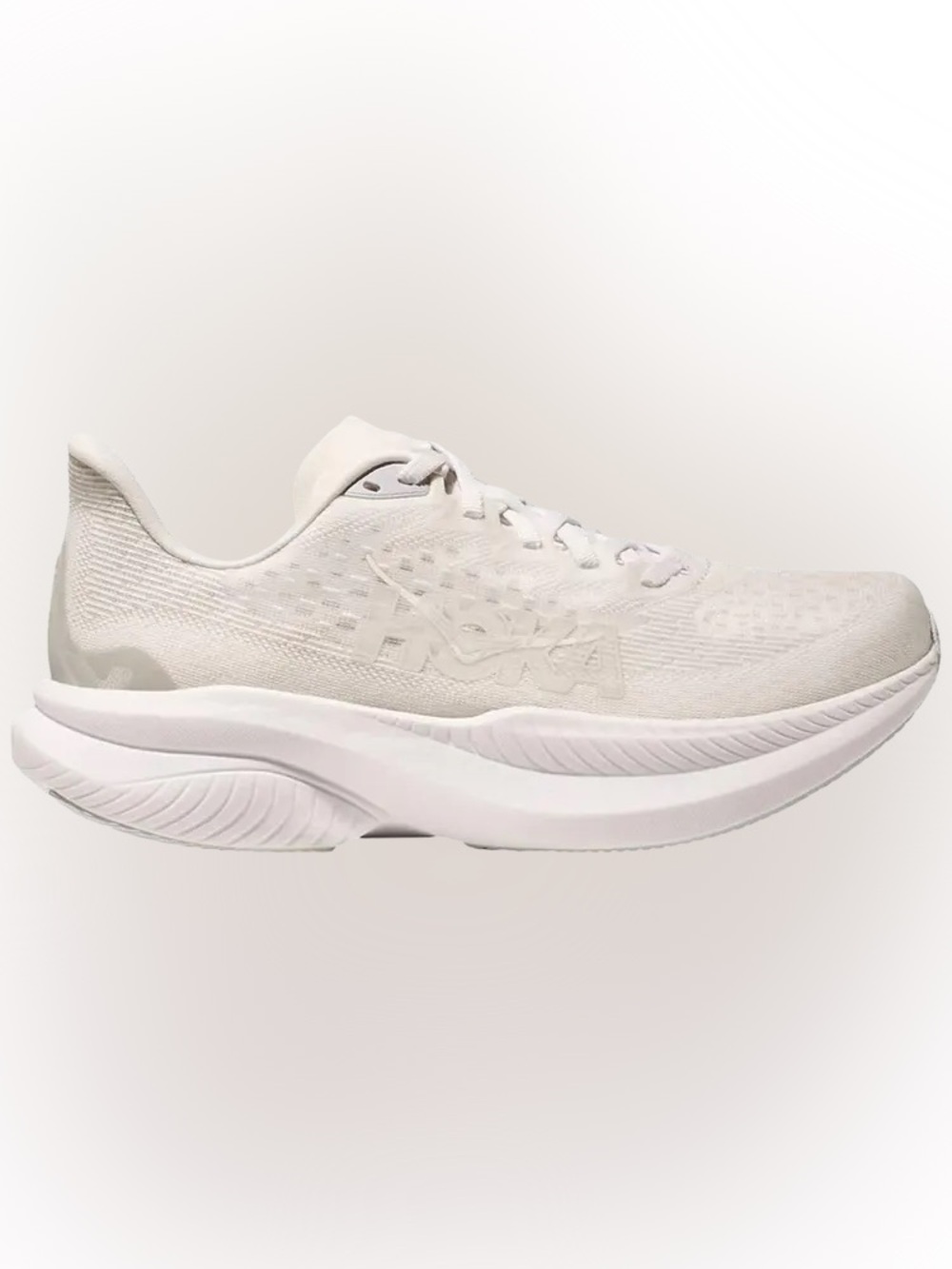 Hoka Mach 6 running shoes in a "White" or "Alabaster" color-way size 10.5